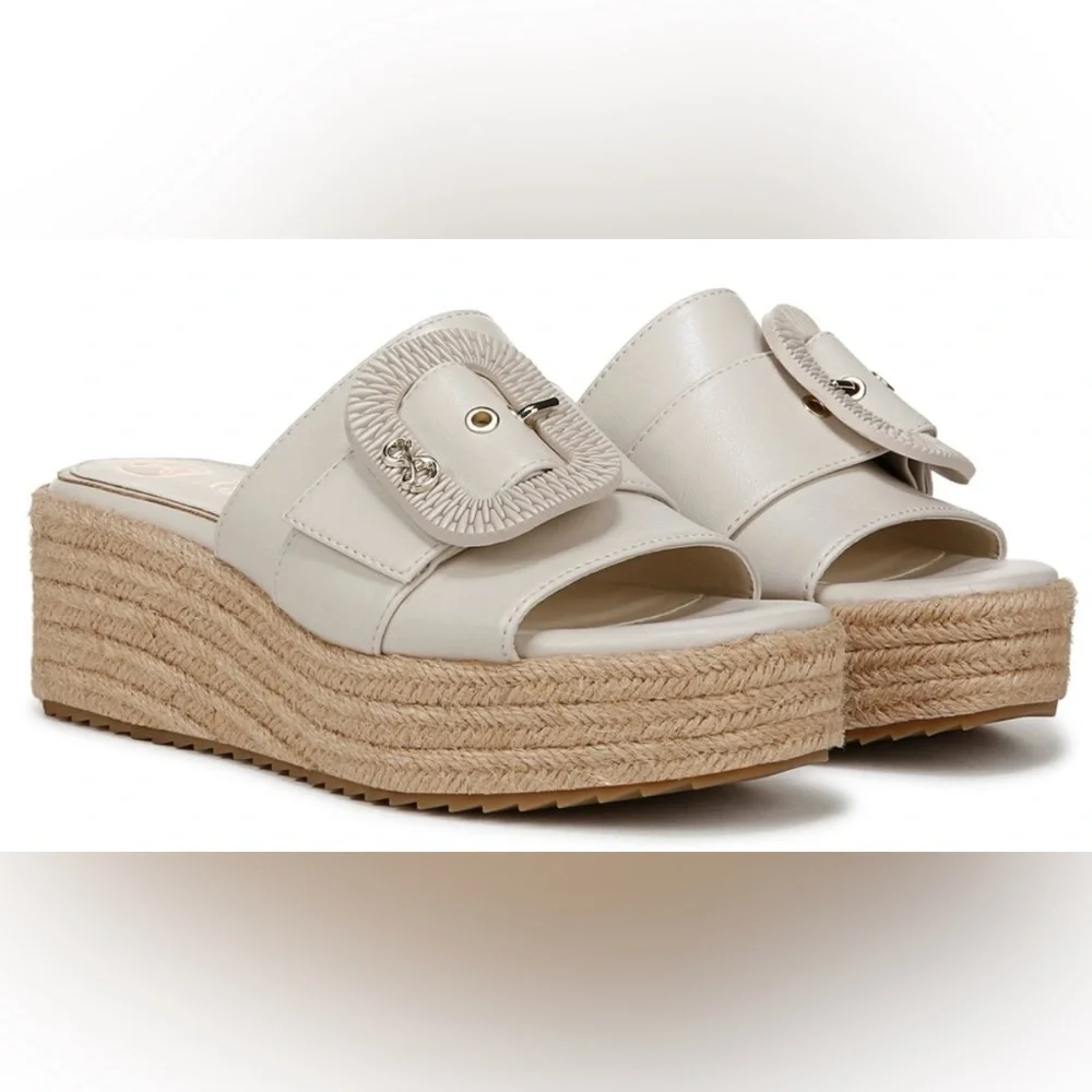 UEC Sam and Libby Women's Crysta Buckle Platform Wedge Sandals Sz 7.5